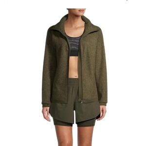 Avia's Active Polar Fleece Zip Up Jacket Green Medium Running Activewear Light